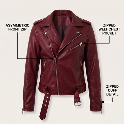 Asymmetric Zip Biker Jacket