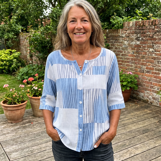 Aureston Patchwork Stripe Blouse