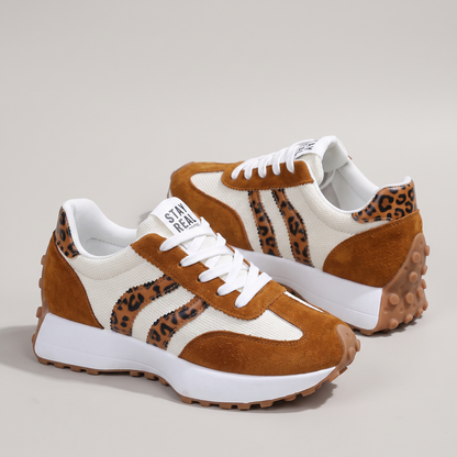 Ava Lightweight Comfort Sneakers - Beige Leopard