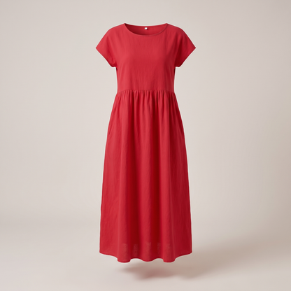 Ava Luxe Fluid Midi Dress - Red
