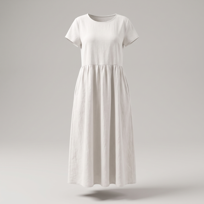 Ava Luxe Fluid Midi Dress - White