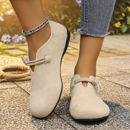 Aveline Classic Leather-Look Loafers - Beige