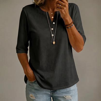 Aveline Classic O-Neck Top - Black