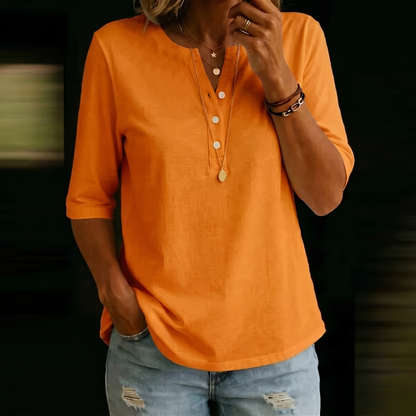 Aveline Classic O-Neck Top - Orange