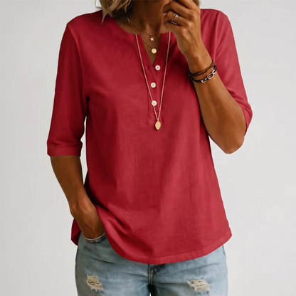 Aveline Classic O-Neck Top - Red