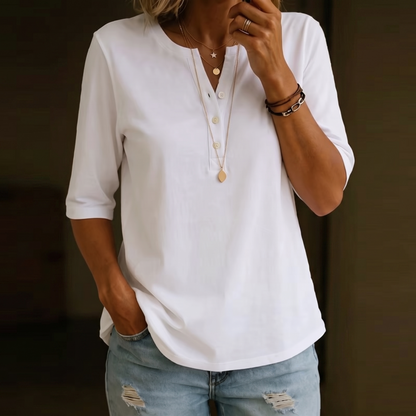 Aveline Classic O-Neck Top - White
