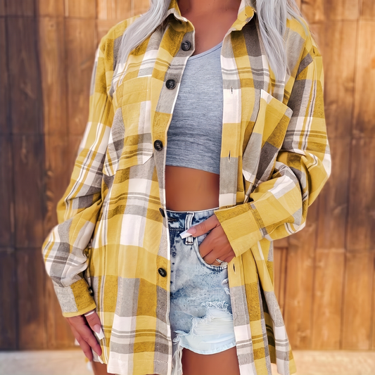 Aveline Elegant Long-Sleeve Blouse - Yellow
