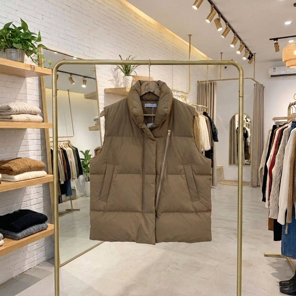 Aveline Sleeveless Summer Coat - Khaki