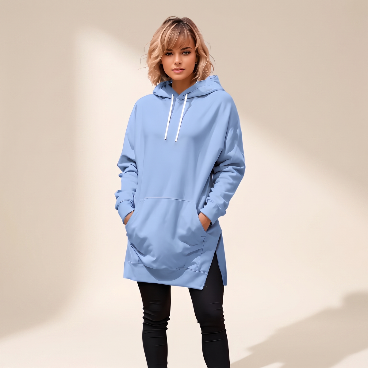 Avelmere Soft-Fleece Hoodie Dress - Baby Blue