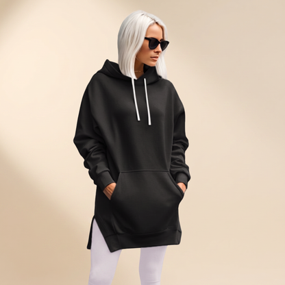 Avelmere Soft-Fleece Hoodie Dress - Black
