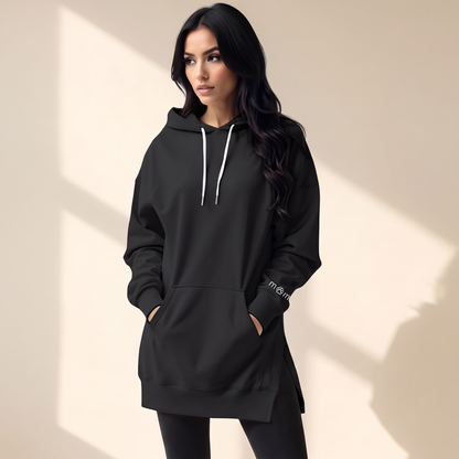 Avelmere Soft-Fleece Hoodie Dress - Black + Dog Mom