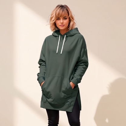 Avelmere Soft-Fleece Hoodie Dress - Green
