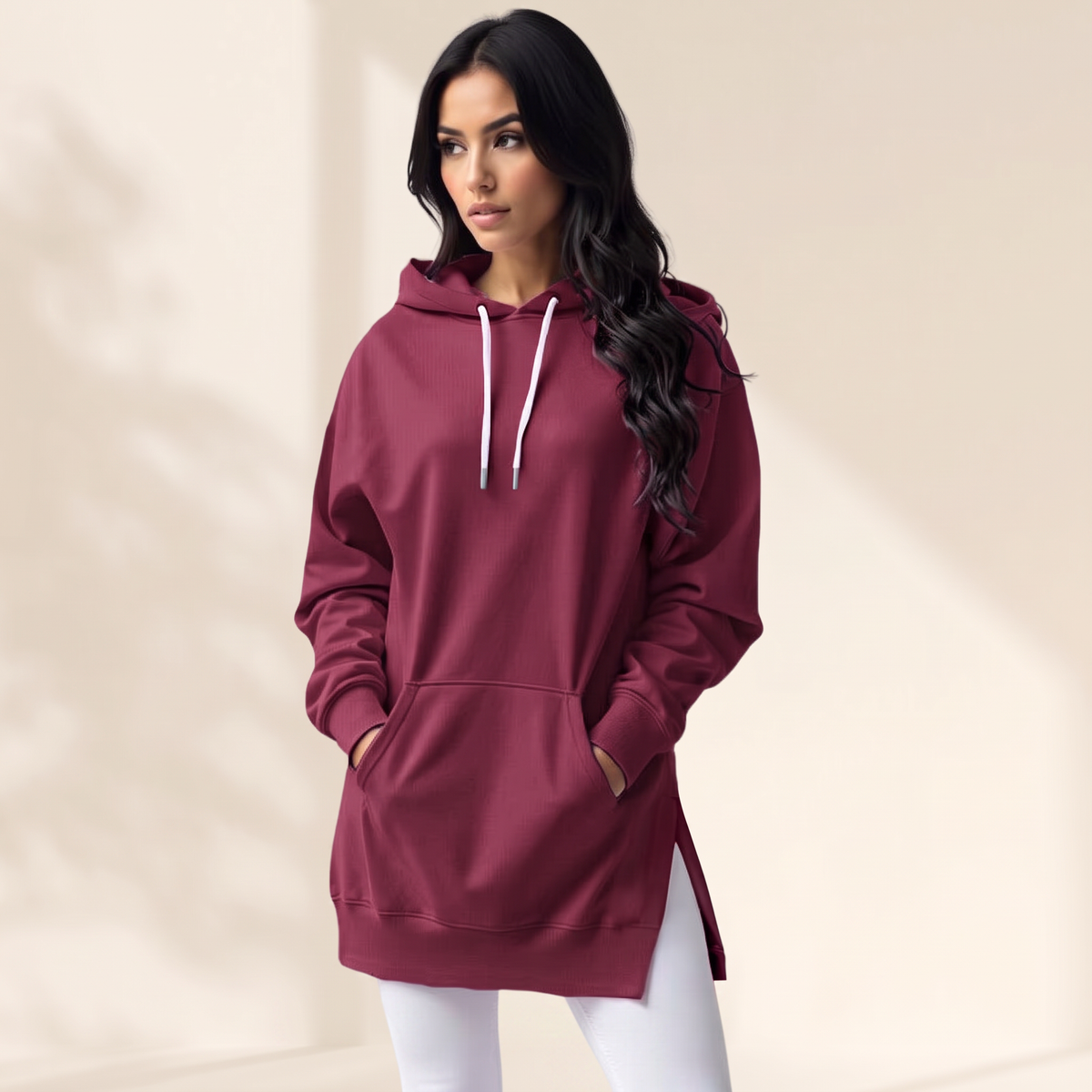 Avelmere Soft-Fleece Hoodie Dress - Red