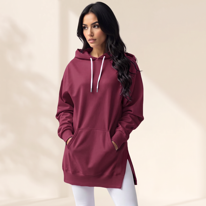 Avelmere Soft-Fleece Hoodie Dress - Red