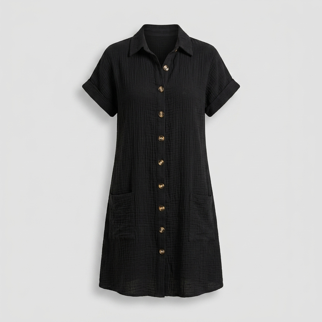 Avenleigh Buttoned Shirt Dress - Black