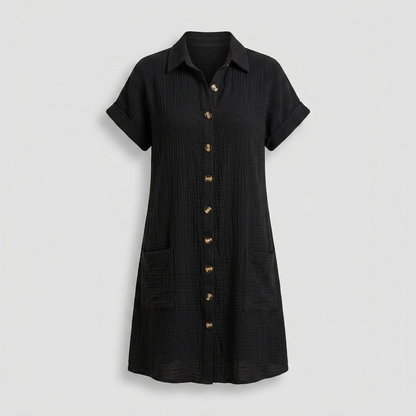 Avenleigh Buttoned Shirt Dress - Black