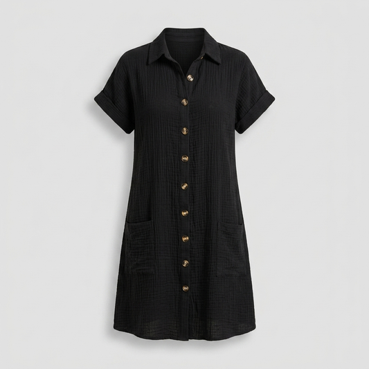Avenleigh Buttoned Shirt Dress - Black