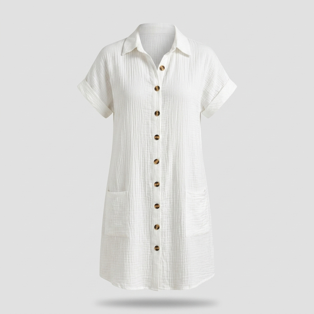 Avenleigh Buttoned Shirt Dress - White