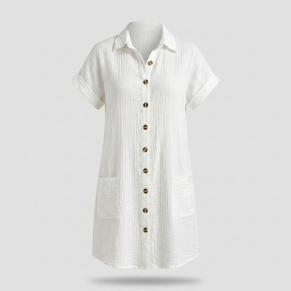 Avenleigh Buttoned Shirt Dress - White