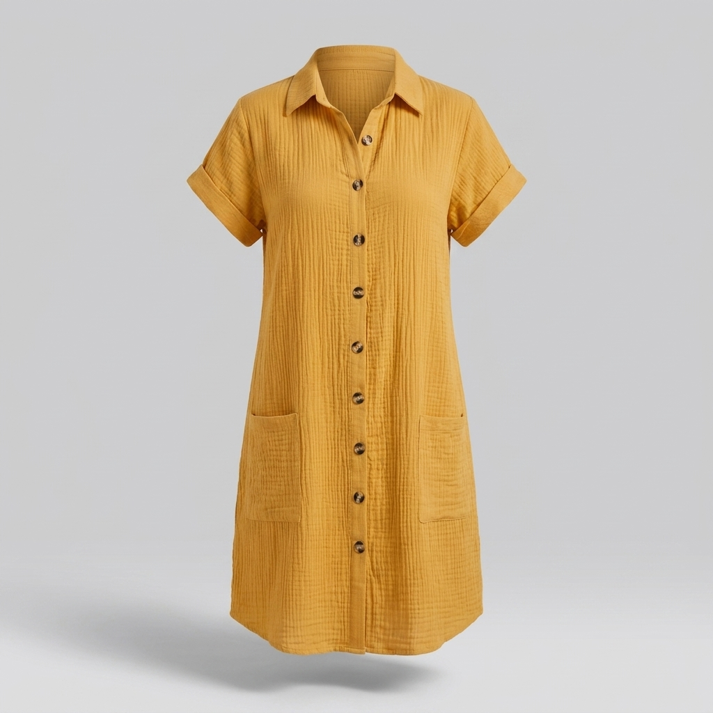 Avenleigh Buttoned Shirt Dress - Yellow