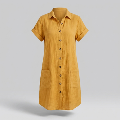 Avenleigh Buttoned Shirt Dress - Yellow
