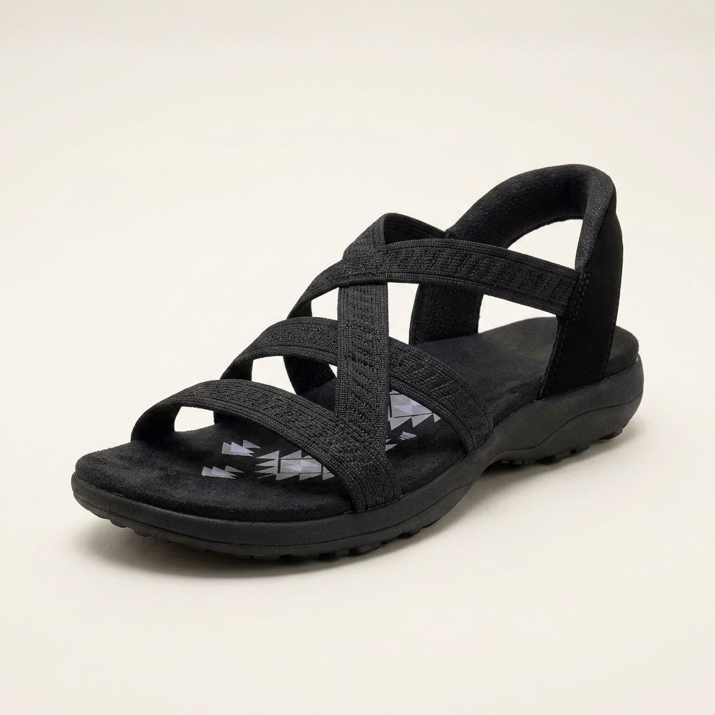 Avonelle Knit Crossover Sandals - Black
