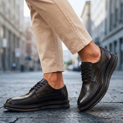 Banstead Brogue Leather-Look Trainers - Black