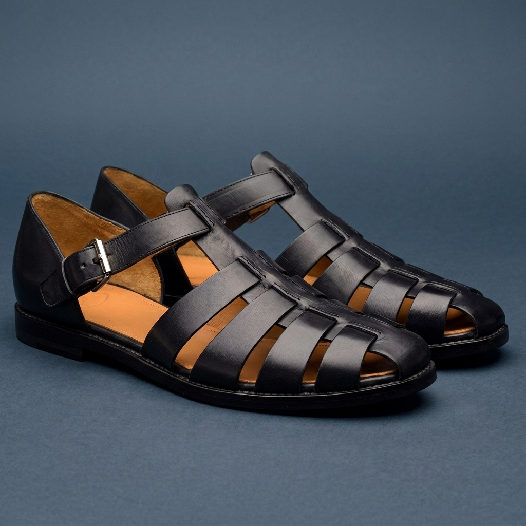Bartonmere Buckle Leather-Look Sandals - Black