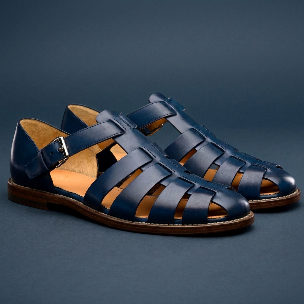 Bartonmere Buckle Leather-Look Sandals - Blue