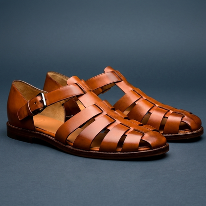 Bartonmere Buckle Leather-Look Sandals - Brown