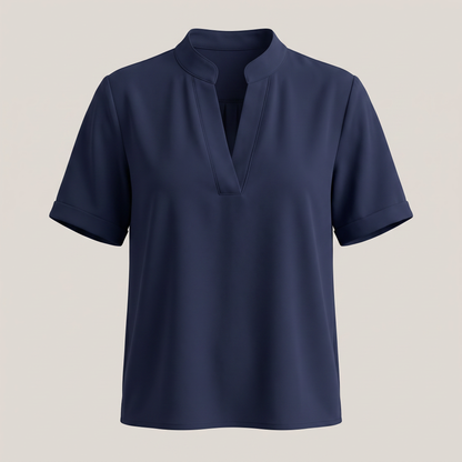 Beatrice V-Neck Blouse - Dark blue