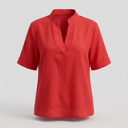 Beatrice V-Neck Blouse - Red