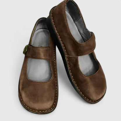 Beatrix Buckle Strap Shoes - Brown
