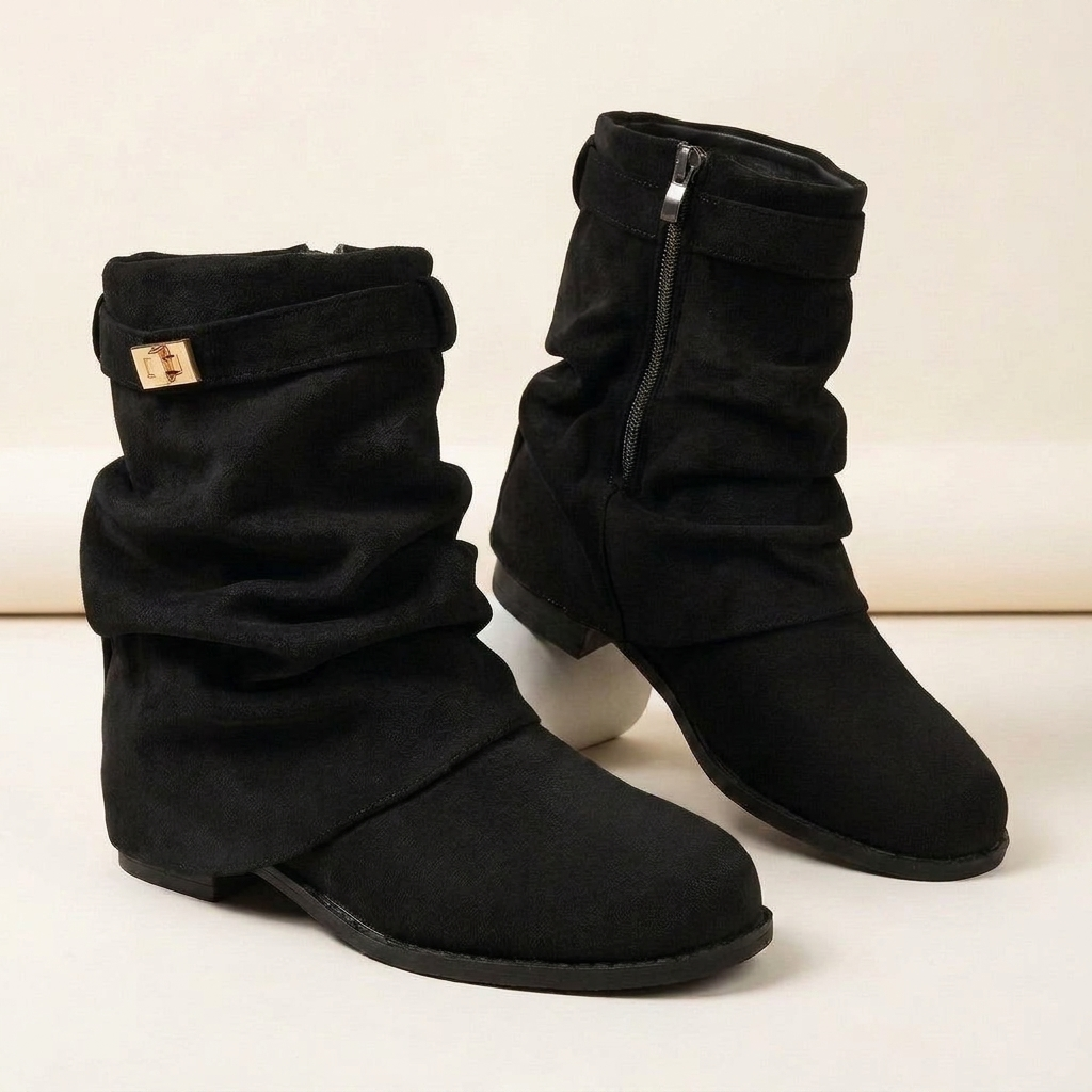 Beckford Slouch Suede-Look Boots - Black