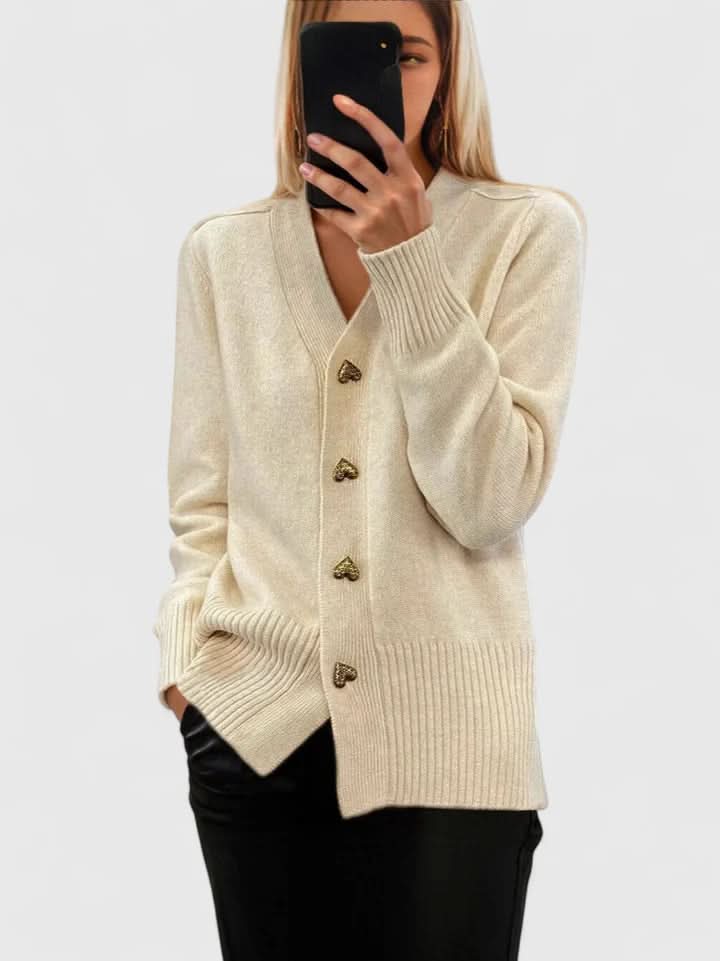 Bella Elegant Knit Cardigan - Cream