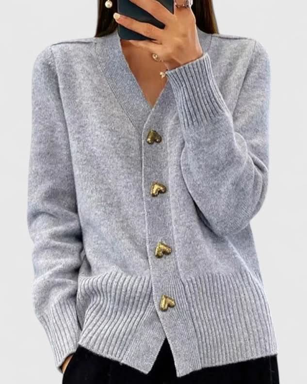 Bella Elegant Knit Cardigan - Grey