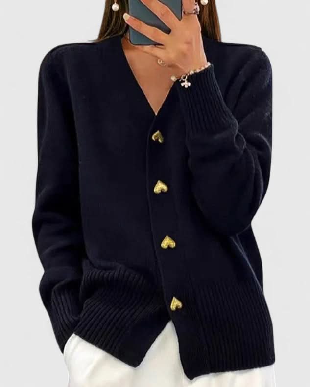 Bella Elegant Knit Cardigan - Navy