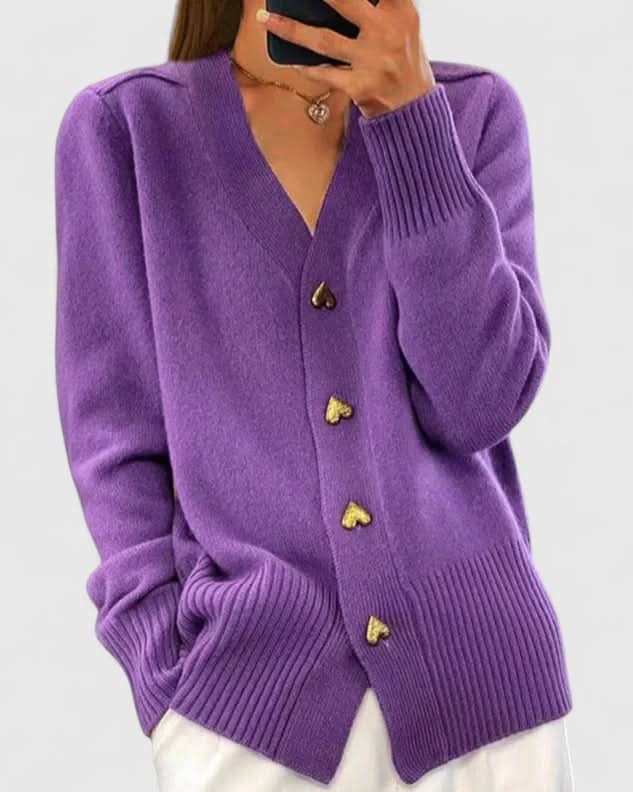 Bella Elegant Knit Cardigan - Purple
