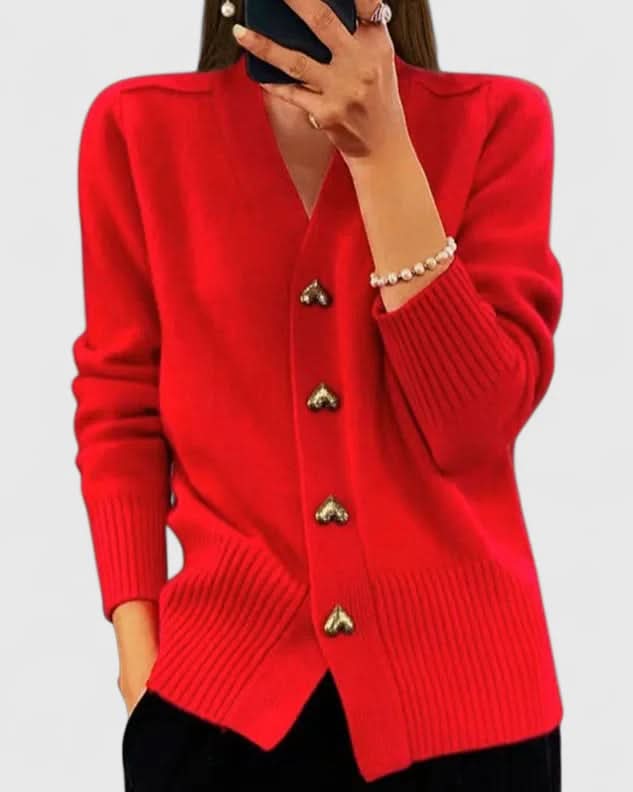 Bella Elegant Knit Cardigan - Red