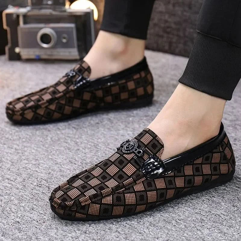 Benson Plaid Leather-Look Loafers