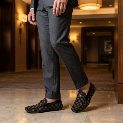 Benson Plaid Leather-Look Loafers