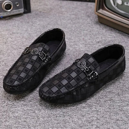 Benson Plaid Leather-Look Loafers