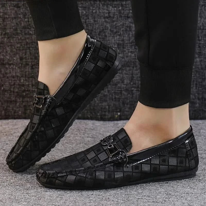Benson Plaid Leather-Look Loafers