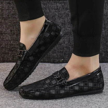 Benson Plaid Leather-Look Loafers
