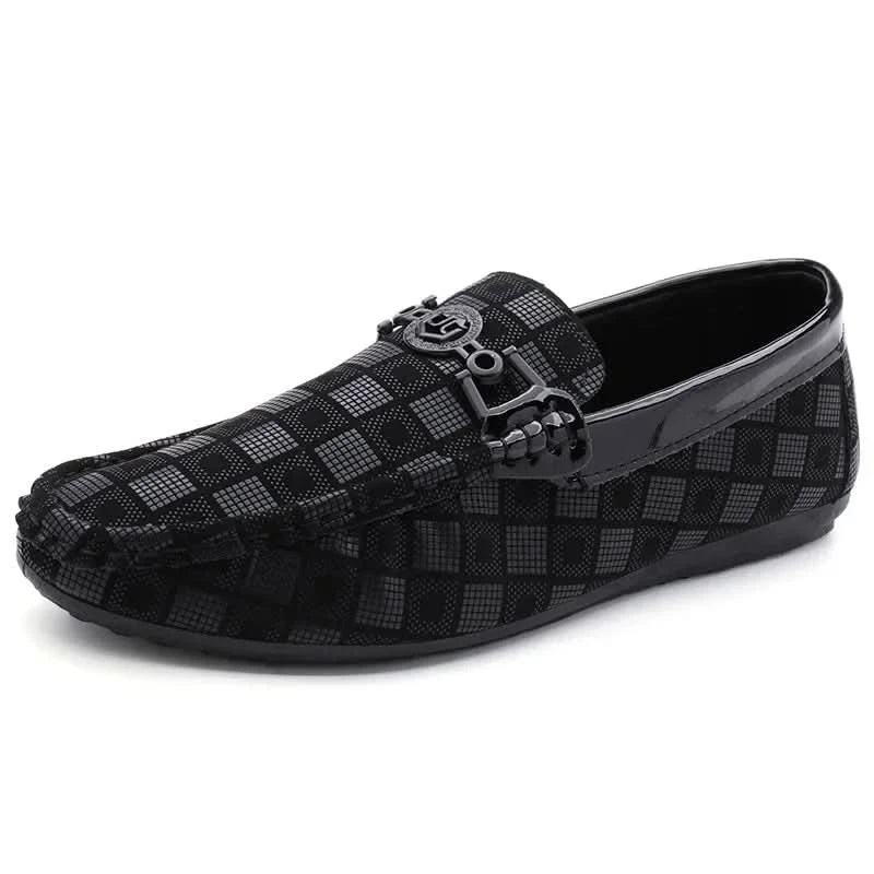 Benson Plaid Leather-Look Loafers - Black