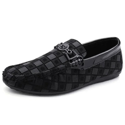 Benson Plaid Leather-Look Loafers - Black