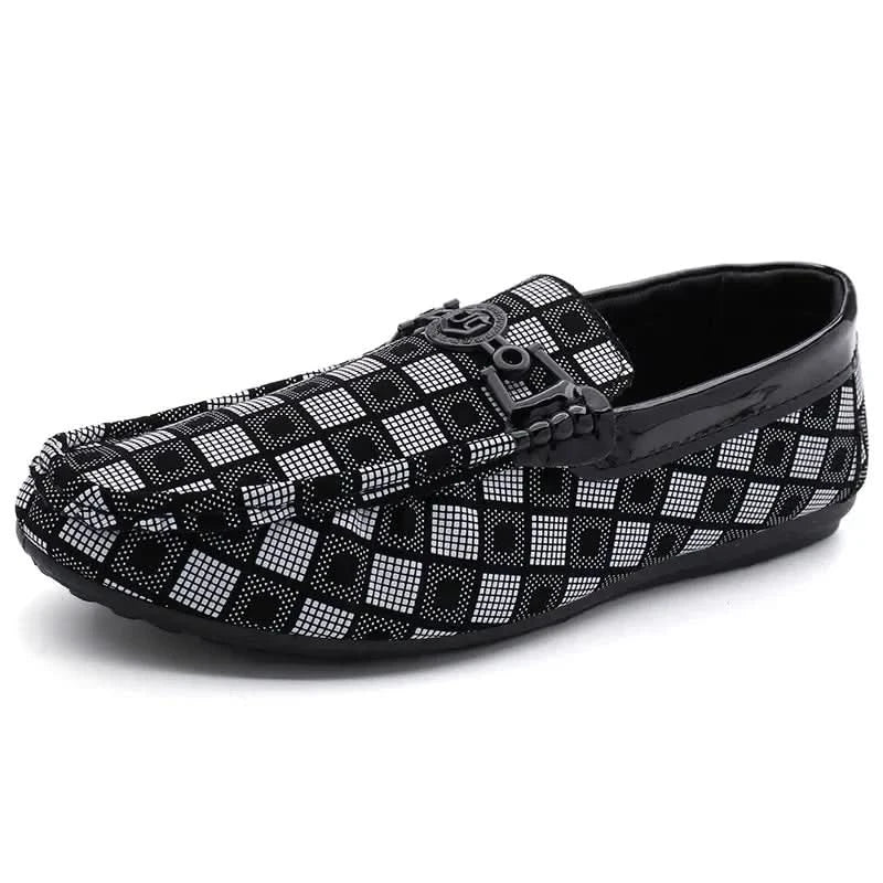 Benson Plaid Leather-Look Loafers - White