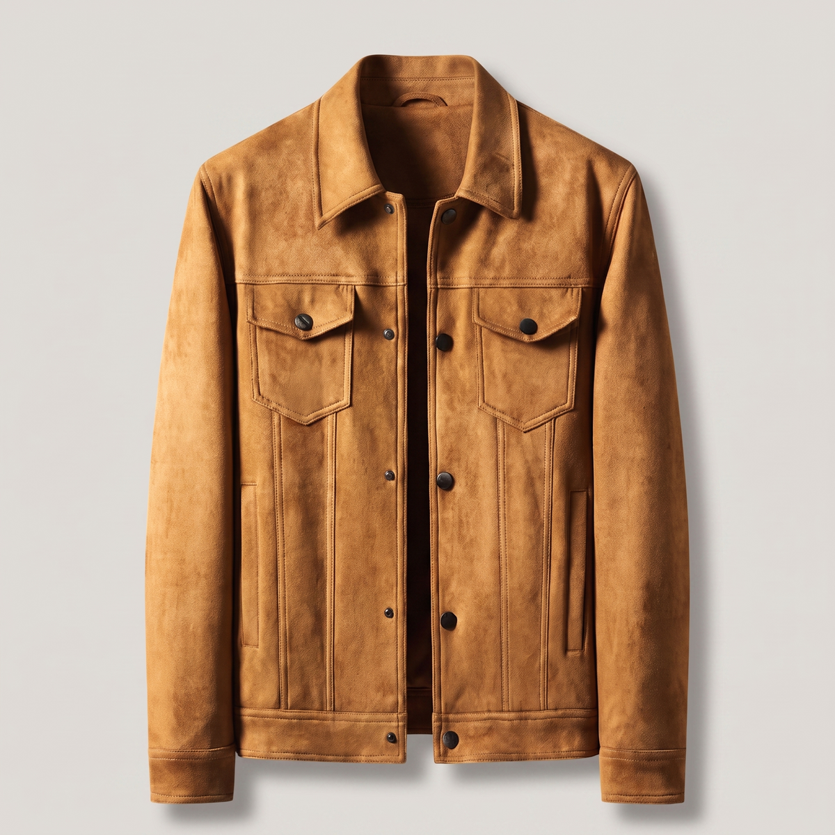 Beverly Suede-Look Retro Jacket - Cognac Brown