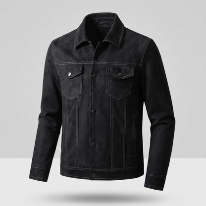 Beverly Suede-Look Retro Jacket - Midnight Black