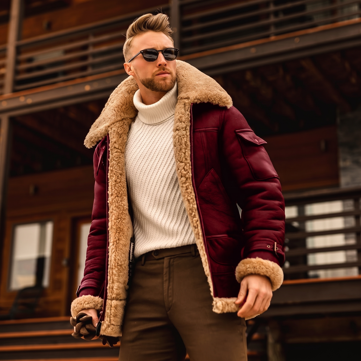 Blackthorn Military Fleece Jacket - Wine Red